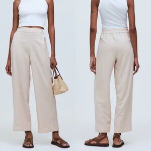 Madewell Pull On Straight Crop Pant Natural Undyed Linen Blend Size 6